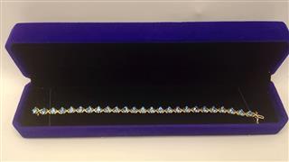 Blue Topaz Gold-Stone Bracelet 10K Yellow Gold 7.85g
